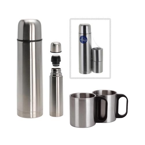 Conjunto Termo + 2 Canecas Aço Inox 1 L Edmc