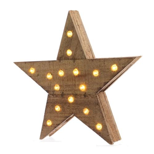 Estrela de Madeira com 15 Leds 6x30x29cm