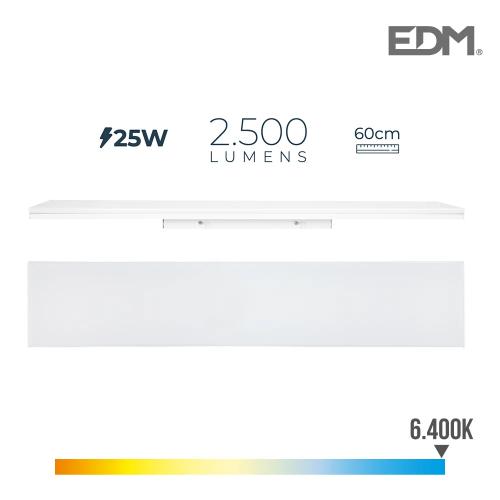 Armadura LED 25w 6400k Luz Fria 2500lm 12x60x4,5cm Edm