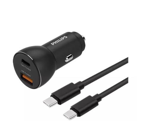 Carregador Isqueiro Duplo P/ Carro 36w Preto - Philips