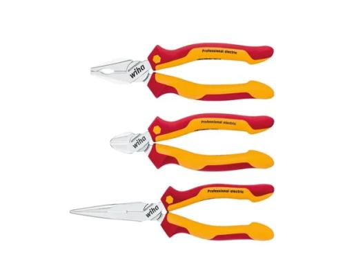 Wiha Pliers Set Professional Electric Combination Pliers, Needle Nose Pliers, Diagonal Cutters 3-Pcs