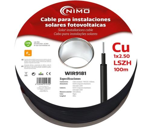 Bobine Cabo Sistemas Fotovoltaicos Cobre 1x 2,5mm²