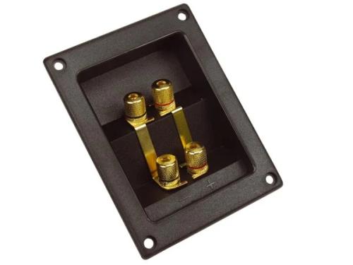 Double Loudspeaker Connection Terminal - Rectangular - Gold