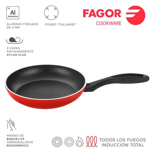 Frigideira De Alumínio Vermelha Diâmetro 26 Cm