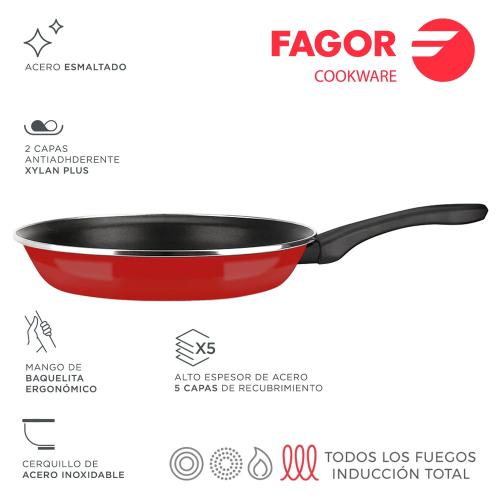 Frigideira Optimax De Aço Vermelha Diâmetro 28 Cm