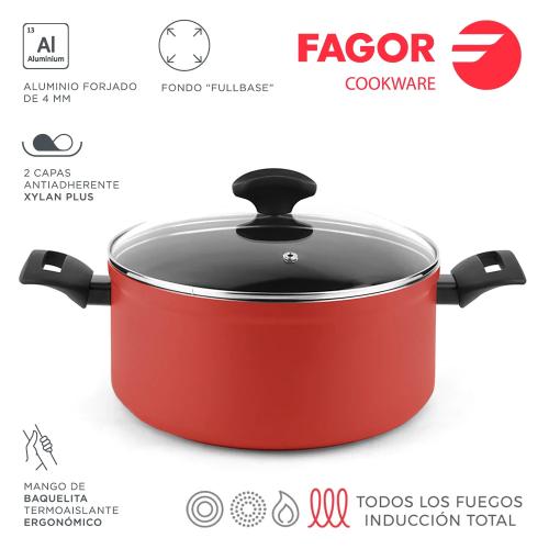 Panela Máxima + Tampa Ø 24cm Vermelha Alumínio 300