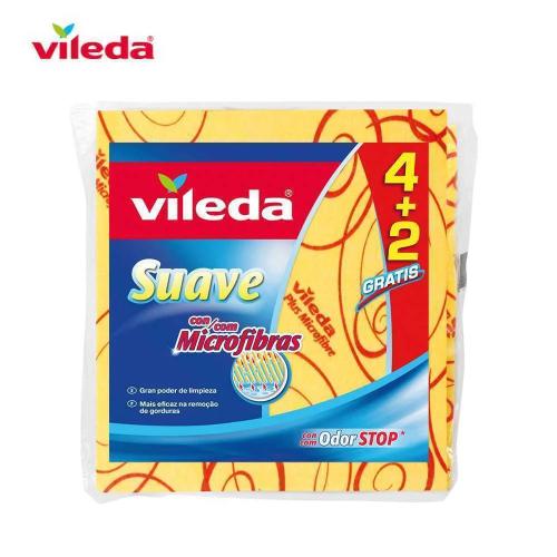 Pano Amarelo Suave 4+2 30% Microfibra 142010 Vileda