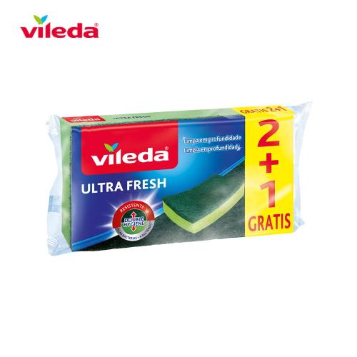 Esfregão Ultra Fresh com Esponja 2+1 Anti-Bactérias 164001 Vileda