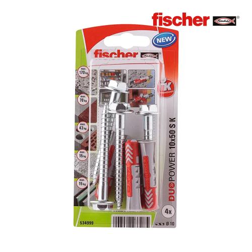 Blister 4 Buchas + Parafusos Duopower 10x50 Fisch.