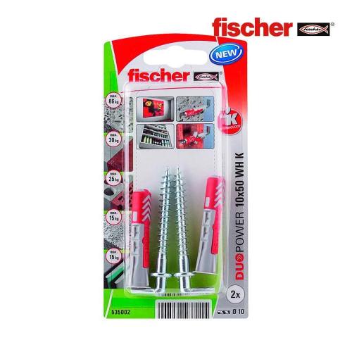 Blister 2 Buchas + Ganchos Duopower 10x50 Fischer