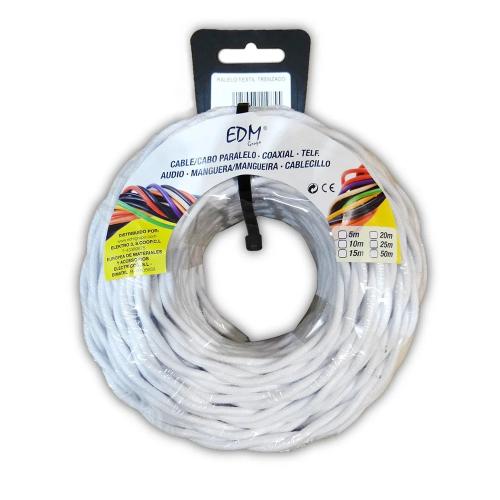 Cabo Paralelo Têxtil Trançado 3X2,5Mm Branco 25Mts