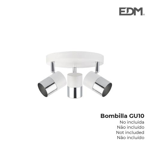 Foco 3 Lampadas Branco Osso + Prata Moon Edm