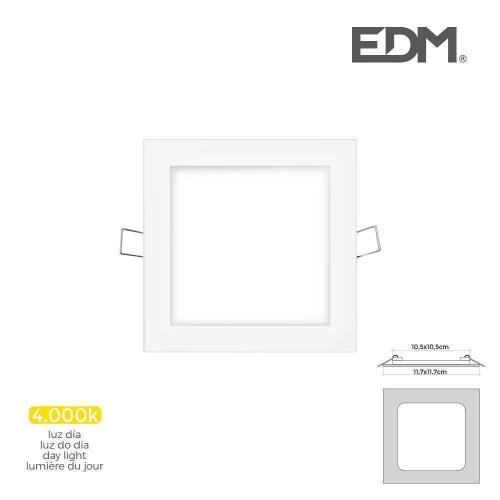 Mini Downlight LED Quadrado de Encastrar 6w 4000k Luz Dia Cor Branco 11,7x11,7cm Edm