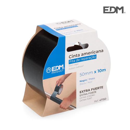 Fita Adesiva Multiuso Americana 10Mx50Mm Preta Edm