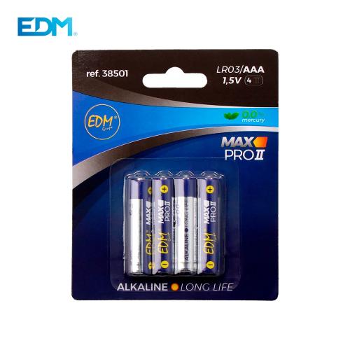 Pilha Edm Alcalina Long Life AAA - Lr03 1,5v (Blíster 4 Unid.) Ø10,5x44,5mm