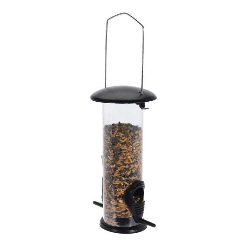Comedouro Alimentação de Aves. Cor Preta. Forma de Cilindro Ø10x23cm Progarden