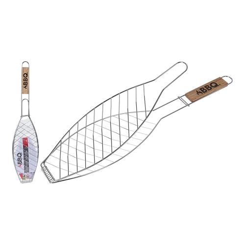 Grelha Para Peixe Com Cabo De Madeira
