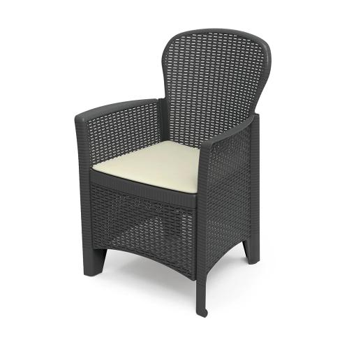 Cadeira Imitação Rattan Cor Antracita 60x58x89cm .