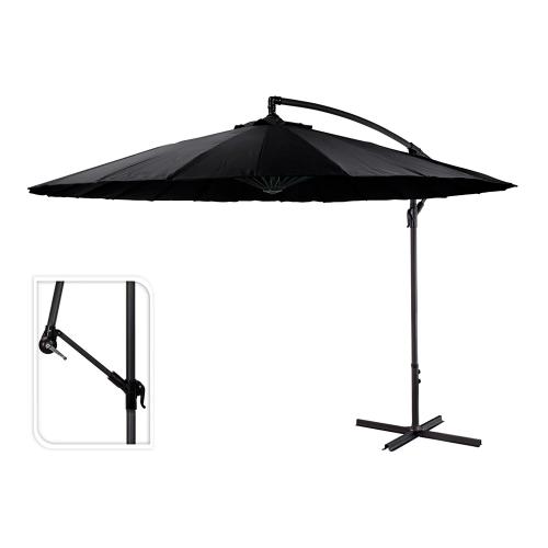 Parasol Excêntrico 300cm Preto Corpo Aluminio