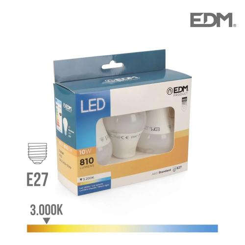 Kit 3 Lâmpadas Standard Led E27 10W 810 Lm 3200K L