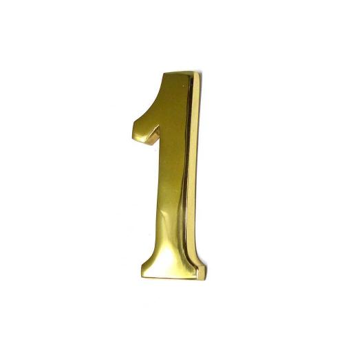 Numero 1 Latão Polido 10Cm Fixação Invisivel