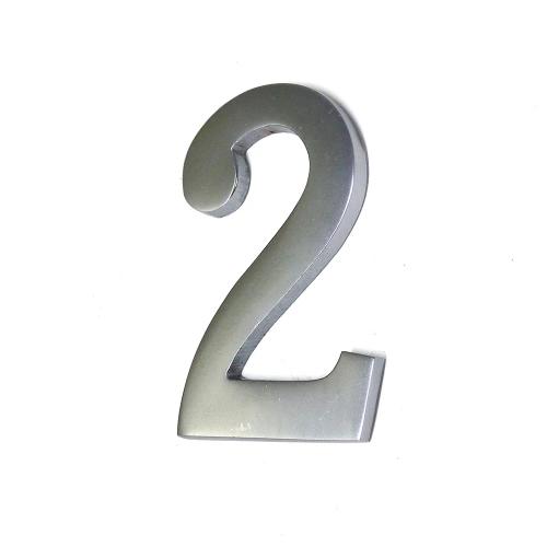 Numero 2 Niquel Mate 10Cm Fixação Invisivel
