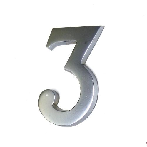 Numero 3 Niquel Mate 10Cm Fixação Invisivel