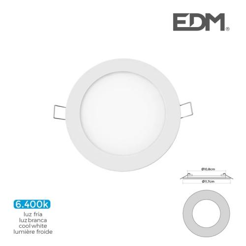 Mini Downlight Led Edm 6W 320 Lumens Redondo 12Cm