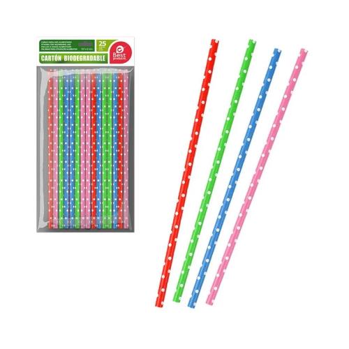 Saco 25un Palhinhas Cores Sortidos Papelão Best P.