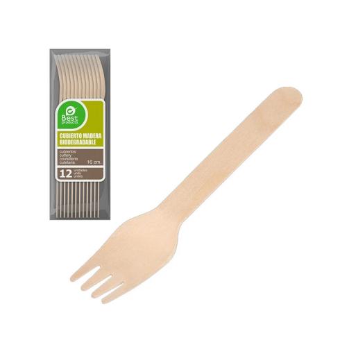 Saco 12un Garfo Madeira 16cm Best Products Green