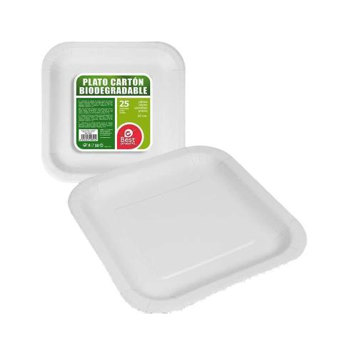 Pack 25Un Prato Quadrado Branco Papelão 20Cm Best
