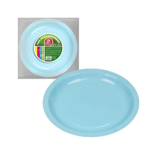 Pack 10Un Prato Papelão Azul Baby 20Cm Best Produc