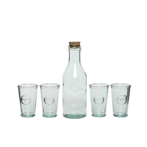 Set De Garrafa E 4 Copos De Cristal Reciclado.