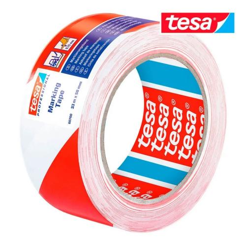 Fita de Sinalização Adesivo Vermelho / Branco 33m.