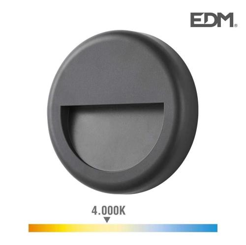 Candeeiro de Parede LED 6w 70lm 4000k Luz Dia Ip65 Ø14x2,8cm Redondo Edm
