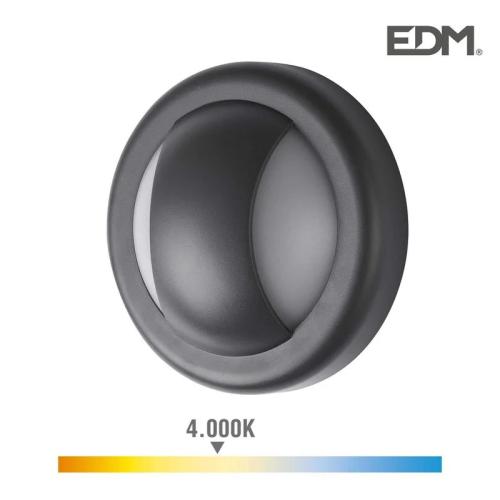 Candeeiro de Parede LED 6w 250lm 4000k Luz Dia Ip65 Ø14x5,7cm Redondo Edm