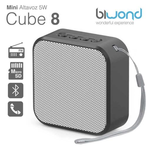 Coluna Portátil c/ BT 5W Cube 8 (Preto) - BIWOND