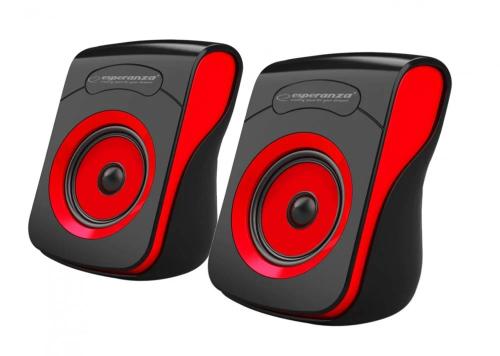 Colunas 2.0 Stéreo Usb Esperanza (preto/vermelho)