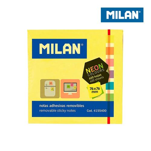 Pack 400 Notas Adesivas 76x76mm Cores Fluor Milan