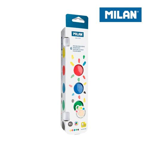 Caixa Com 6 Potes Pintura Dedos 6x 25ml Milan