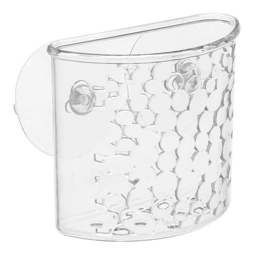 Recipiente Plástico Transparente Redondeado para Casa de Banho com Ventosa Modelo Galet
