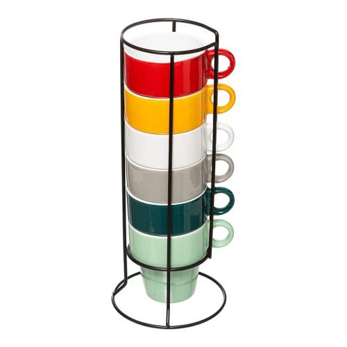 Conjunto 6 Copos Cappuccino Com Rack
