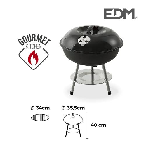 Churrasqueira Preto 35,5cm 3 Pernas Edm