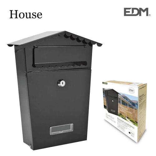 Caixa de Correio em Aço Modelo House Preto