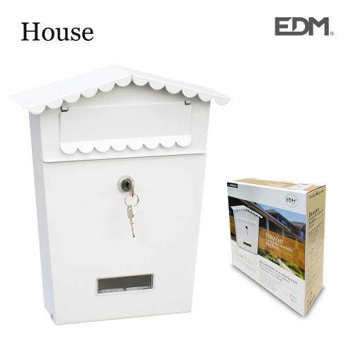 Caixa de Correio em Aço Modelo House Branco