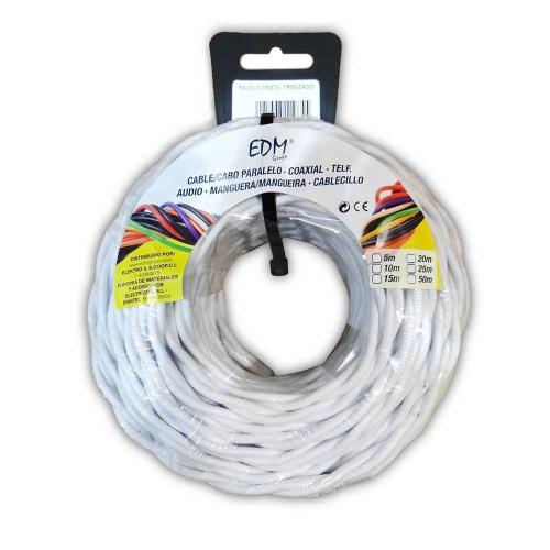 Cabo Áudio Paralelo Trançado 2x2,5mm Branco 5m