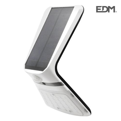 Candeeiro de Parede Solar 3,5w 430lm Sensor de Presença Recarregável (2-8m) Cor Branca 10,5x13cm Edm