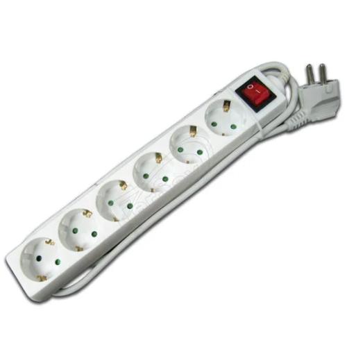 Regleta Fersay de 6 enchufes Schuko, color blanca.