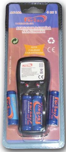 Cargador Standard Con 4 X R6 Recar. Negro.