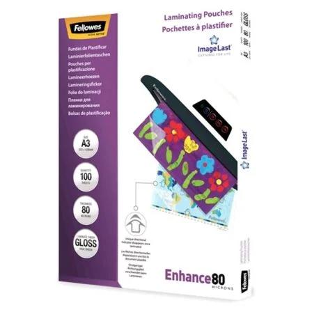 Fundas para Plastificar Fellowes 5306207/ A3/ 80 Micras/ 100 Unidades